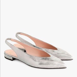 NIB J. Crew Pointed-Toe slingback crackled Leather